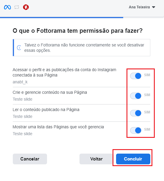 Autorizando o Fottorama no Facebook – Fottorama